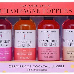 Ten Acre Gifts Champagne Toppers Kit Zero Proof Mixers Sealed Package